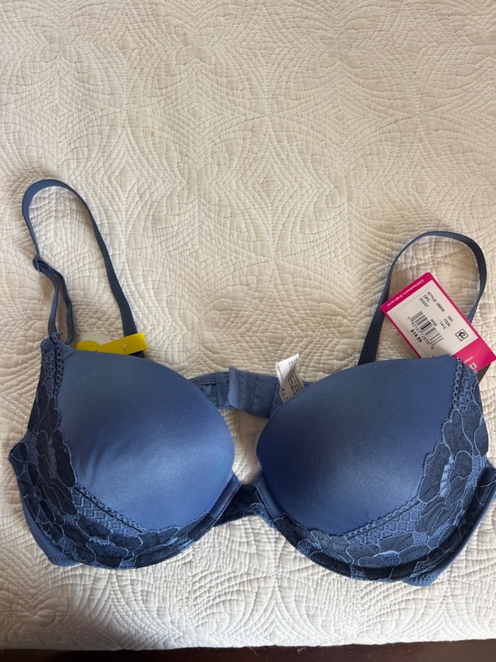 Maidenform Convertible push up Navy Blue Lace-Trim T-Shirt Bra